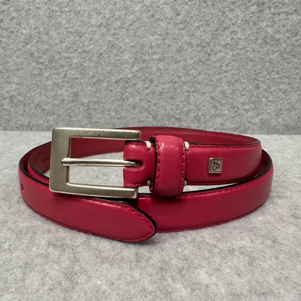 Fossil Genuine Leather Women's Pink Belt Size L Buckle Closure Thin Minmimalism